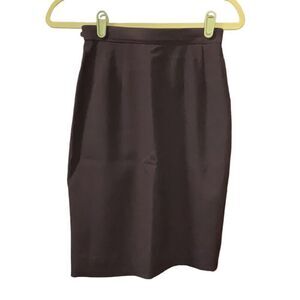 Austin Reed Worsted Wool Dark Brown Career Pencil Skirt Lined Size 2 Petite